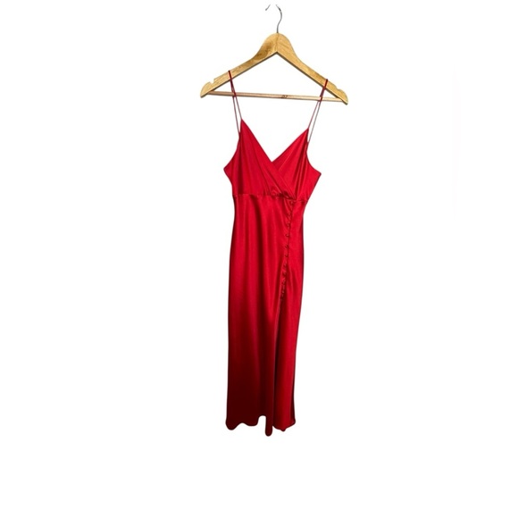 Zara 'Lingerie-Style' Satin Slip Dress (Red) S - Picture 8 of 12